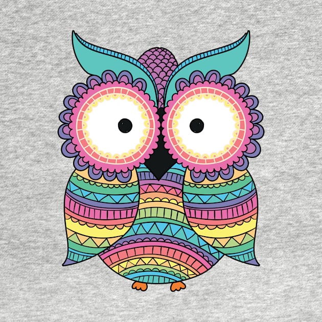 Geometric Pastel Rainbow Owl by SandiTyche